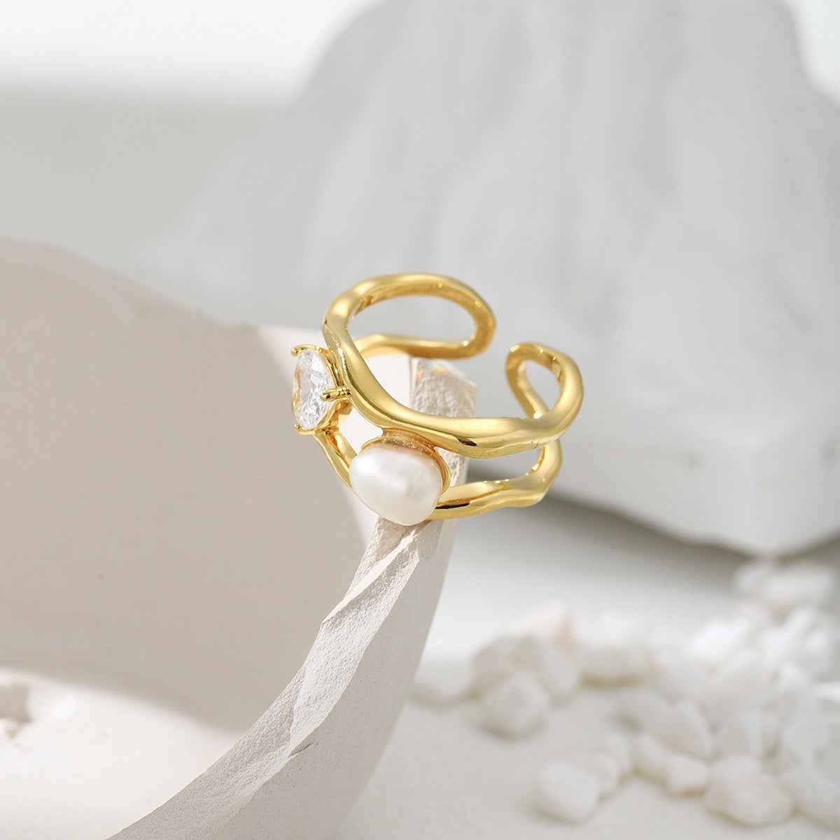 Natural Pearl Ring Designer Creative