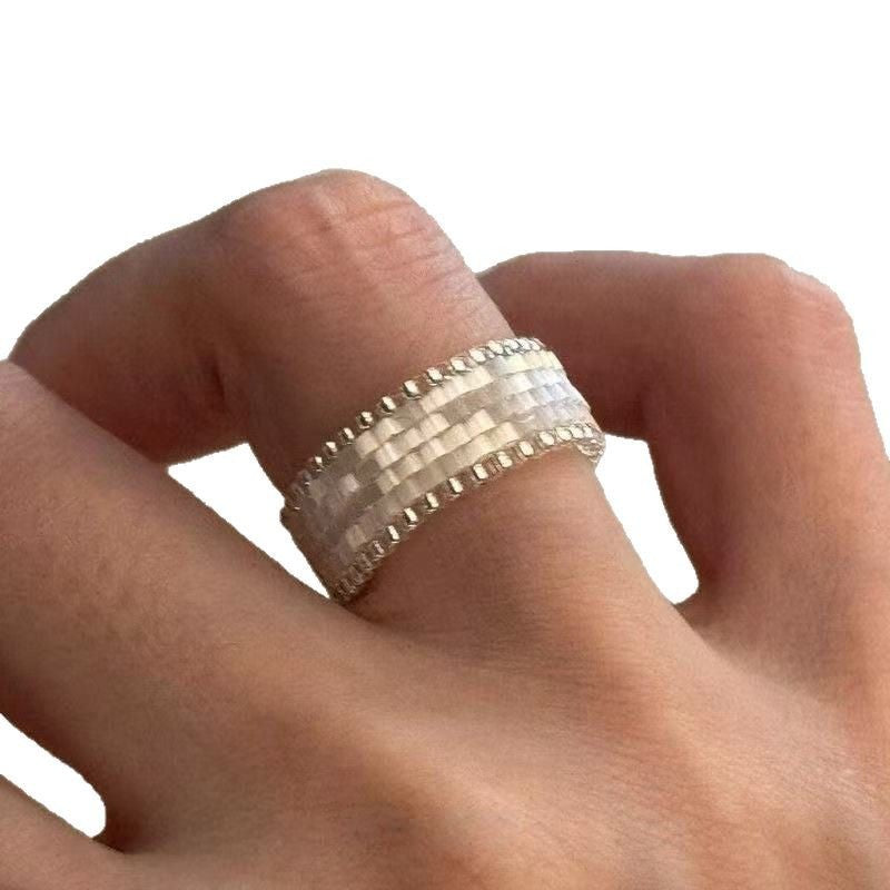 Glaze Bead Handmade String Ring Retro Minority Design High-grade Ring For Women