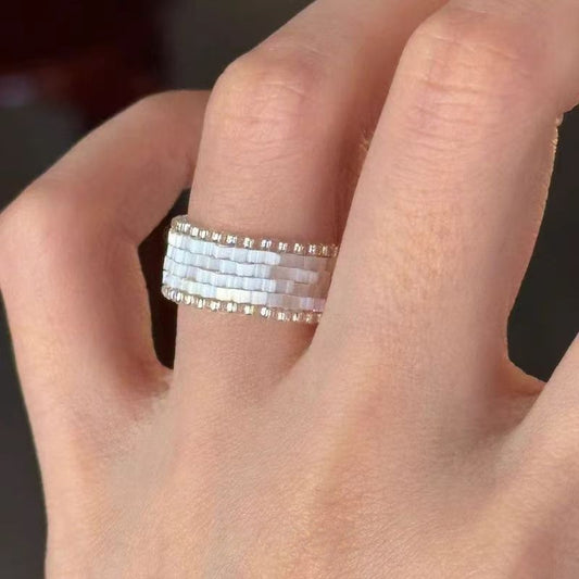Glaze Bead Handmade String Ring Retro Minority Design High-grade Ring For Women