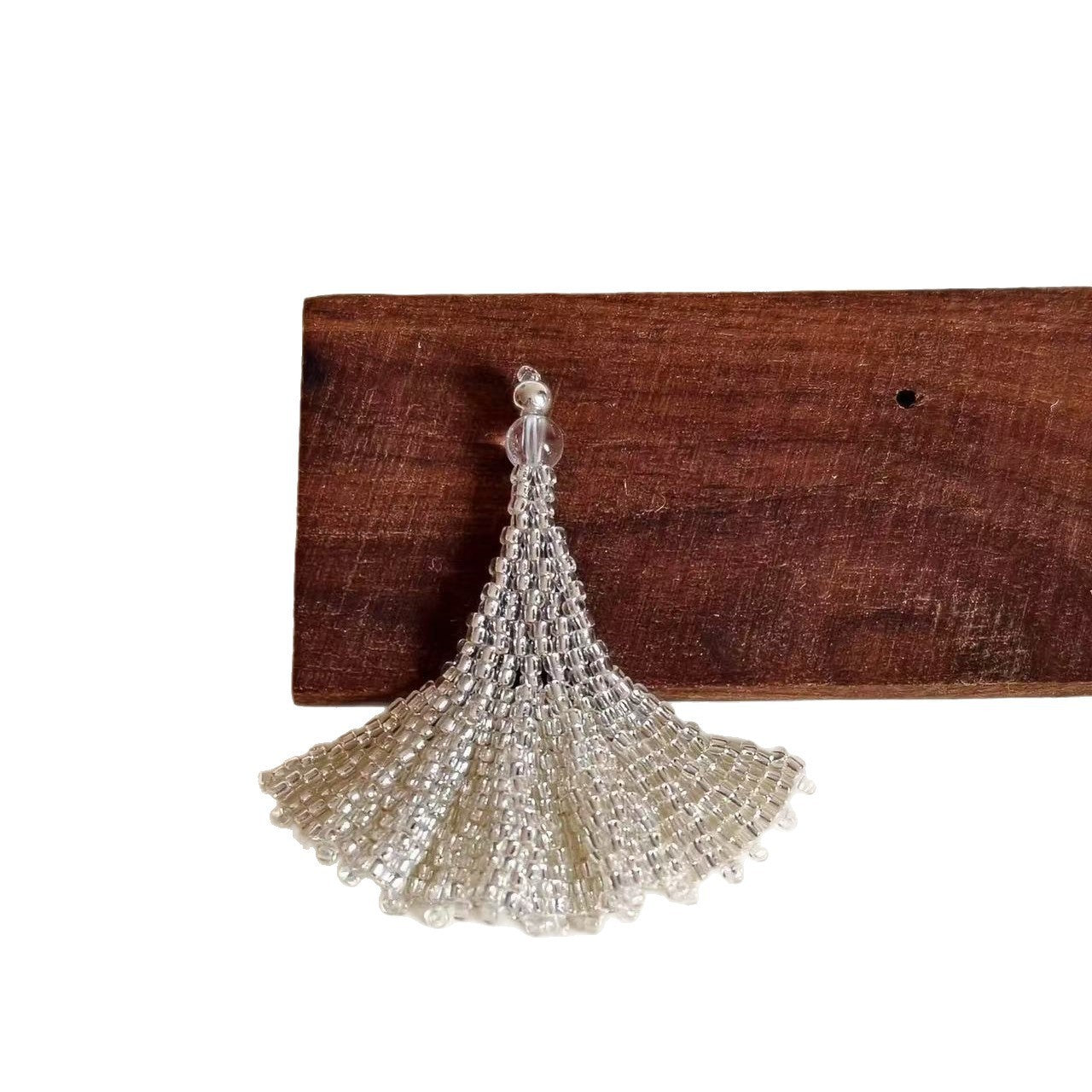 Clear Bead Woven Girl's Skirt Beaded Earrings